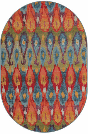 Multicolor 4' 1 x 6' 1 Outdoor Modern Oval Area Rug Weather Resistant for Patio, Deck, Terrace, Balcony, Porch 100% Polypropylene Modern Outside Carpet for Sale at Rug Engine