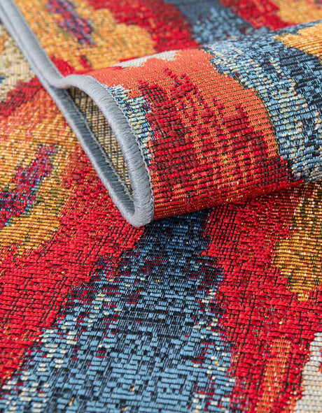 Multicolor 4' 1 x 4' 1 Outdoor Modern Octagon Area Rug Weather Resistant for Patio, Deck, Terrace, Balcony, Porch 100% Polypropylene Modern Outside Carpet for Sale at Rug Engine