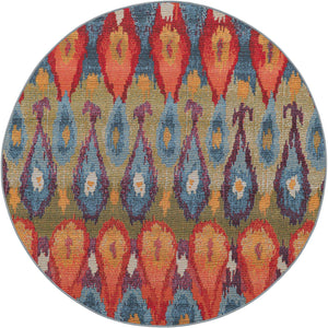 Multicolor 5' 1 x 5' 1 Outdoor Modern Round Rug