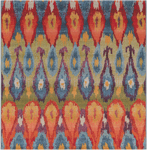 Multicolor 5' 3 x 5' 3 Outdoor Modern Square Area Rug Weather Resistant for Patio, Deck, Terrace, Balcony, Porch 100% Polypropylene Modern Outside Carpet for Sale at Rug Engine