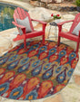 Multicolor 2' 2 x 3' 1 Outdoor Modern Oval Area Rug Weather Resistant for Patio, Deck, Terrace, Balcony, Porch 100% Polypropylene Modern Outside Carpet for Sale at Rug Engine