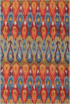 Multicolor 6' 1 x 9' Outdoor Modern Rectangle Area Rug Weather Resistant for Patio, Deck, Terrace, Balcony, Porch 100% Polypropylene Modern Outside Carpet for Sale at Rug Engine