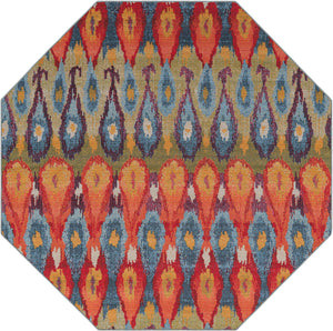 Multicolor 7' 1 x 7' 1 Outdoor Modern Octagon Area Rug Weather Resistant for Patio, Deck, Terrace, Balcony, Porch 100% Polypropylene Modern Outside Carpet for Sale at Rug Engine