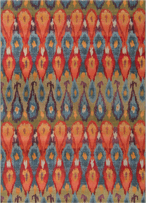 Multicolor 7' 1 x 10' Outdoor Modern Rectangle Area Rug Weather Resistant for Patio, Deck, Terrace, Balcony, Porch 100% Polypropylene Modern Outside Carpet for Sale at Rug Engine