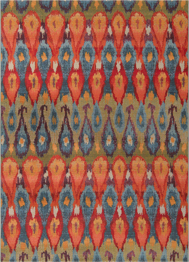Multicolor 7' 1 x 10' Outdoor Modern Rectangle Area Rug Weather Resistant for Patio, Deck, Terrace, Balcony, Porch 100% Polypropylene Modern Outside Carpet for Sale at Rug Engine