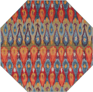 Multicolor 8' x 8' Outdoor Modern Octagon Rug