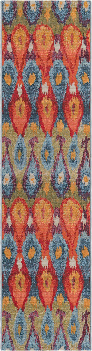Multicolor 2' x 8' Outdoor Modern Runner Area Rug Weather Resistant for Patio, Deck, Terrace, Balcony, Porch 100% Polypropylene Modern Outside Carpet for Sale at Rug Engine