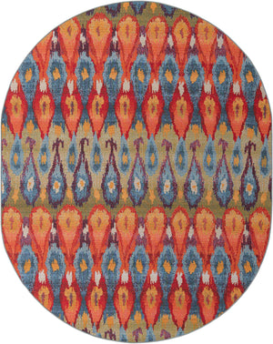 Multicolor 7' 10 x 10' Outdoor Modern Oval Area Rug Weather Resistant for Patio, Deck, Terrace, Balcony, Porch 100% Polypropylene Modern Outside Carpet for Sale at Rug Engine