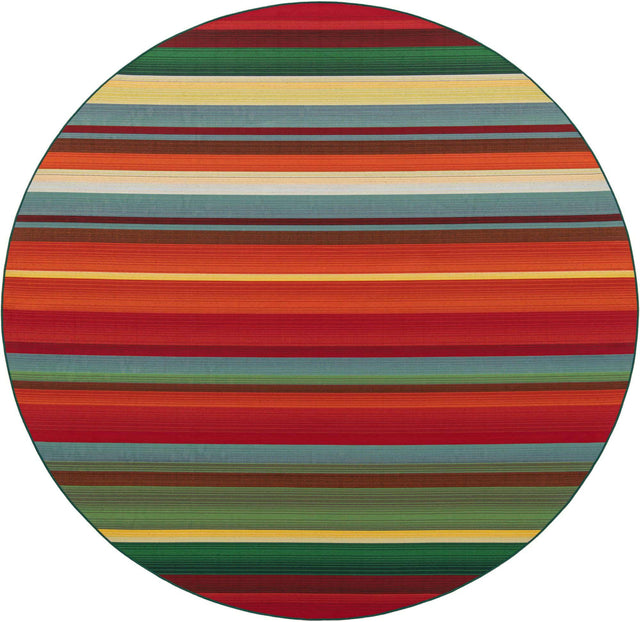 Multicolor 10' x 10' Outdoor Modern Round Area Rug Weather Resistant for Patio, Deck, Terrace, Balcony, Porch 100% Polypropylene Modern Outside Carpet for Sale at Rug Engine
