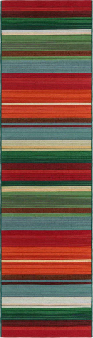 Multicolor 2' 7 x 10' Outdoor Modern Runner Area Rug Weather Resistant for Patio, Deck, Terrace, Balcony, Porch 100% Polypropylene Modern Outside Carpet for Sale at Rug Engine