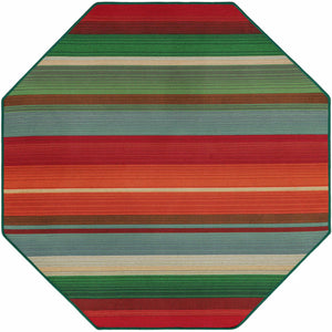 Multicolor 4' 1 x 4' 1 Outdoor Modern Octagon Area Rug Weather Resistant for Patio, Deck, Terrace, Balcony, Porch 100% Polypropylene Modern Outside Carpet for Sale at Rug Engine