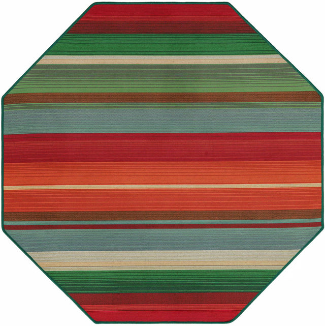 Multicolor 4' 1 x 4' 1 Outdoor Modern Octagon Area Rug Weather Resistant for Patio, Deck, Terrace, Balcony, Porch 100% Polypropylene Modern Outside Carpet for Sale at Rug Engine