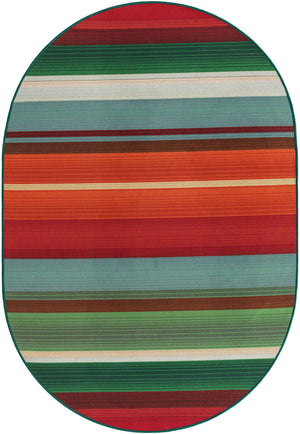 Multicolor 4' 1 x 6' 1 Outdoor Modern Oval Area Rug Weather Resistant for Patio, Deck, Terrace, Balcony, Porch 100% Polypropylene Modern Outside Carpet for Sale at Rug Engine