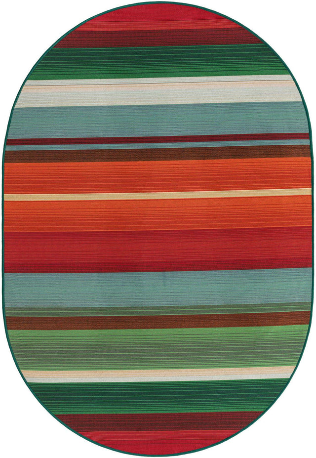 Multicolor 4' 1 x 6' 1 Outdoor Modern Oval Area Rug Weather Resistant for Patio, Deck, Terrace, Balcony, Porch 100% Polypropylene Modern Outside Carpet for Sale at Rug Engine