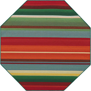 Multicolor 5' 3 x 5' 3 Outdoor Modern Octagon Area Rug Weather Resistant for Patio, Deck, Terrace, Balcony, Porch 100% Polypropylene Modern Outside Carpet for Sale at Rug Engine