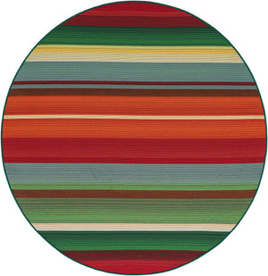 Multicolor 5' 1 x 5' 1 Outdoor Modern Round Area Rug Weather Resistant for Patio, Deck, Terrace, Balcony, Porch 100% Polypropylene Modern Outside Carpet for Sale at Rug Engine