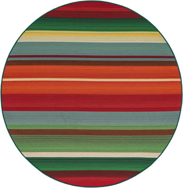 Multicolor 5' 1 x 5' 1 Outdoor Modern Round Area Rug Weather Resistant for Patio, Deck, Terrace, Balcony, Porch 100% Polypropylene Modern Outside Carpet for Sale at Rug Engine