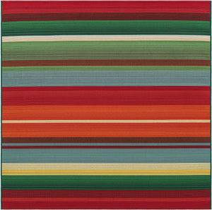 Multicolor 5' 3 x 5' 3 Outdoor Modern Square Area Rug Weather Resistant for Patio, Deck, Terrace, Balcony, Porch 100% Polypropylene Modern Outside Carpet for Sale at Rug Engine
