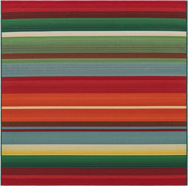 Multicolor 5' 3 x 5' 3 Outdoor Modern Square Area Rug Weather Resistant for Patio, Deck, Terrace, Balcony, Porch 100% Polypropylene Modern Outside Carpet for Sale at Rug Engine