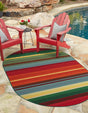 Multicolor 2' 2 x 3' 1 Outdoor Modern Oval Area Rug Weather Resistant for Patio, Deck, Terrace, Balcony, Porch 100% Polypropylene Modern Outside Carpet for Sale at Rug Engine