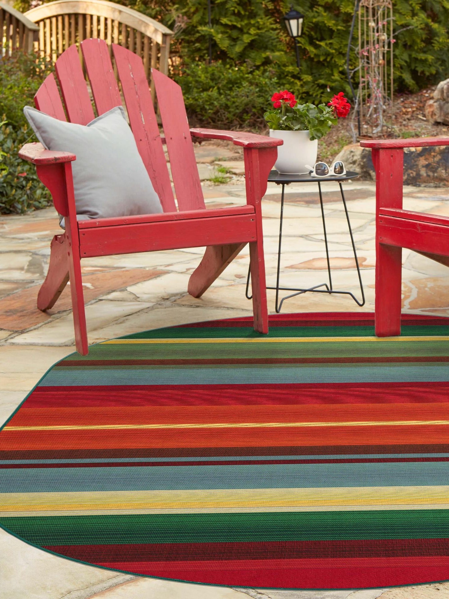 Multicolor 5' 3 x 8' Outdoor Modern Oval Area Rug Weather Resistant for Patio, Deck, Terrace, Balcony, Porch 100% Polypropylene Modern Outside Carpet for Sale at Rug Engine