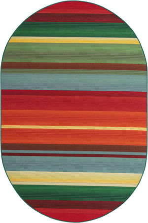 Multicolor 5' 3 x 8' Outdoor Modern Oval Area Rug Weather Resistant for Patio, Deck, Terrace, Balcony, Porch 100% Polypropylene Modern Outside Carpet for Sale at Rug Engine