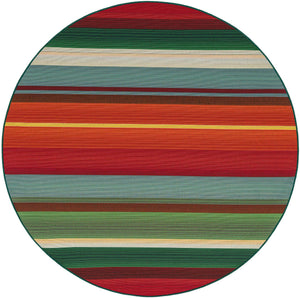 Multicolor 6' 1 x 6' 1 Outdoor Modern Round Area Rug Weather Resistant for Patio, Deck, Terrace, Balcony, Porch 100% Polypropylene Modern Outside Carpet for Sale at Rug Engine