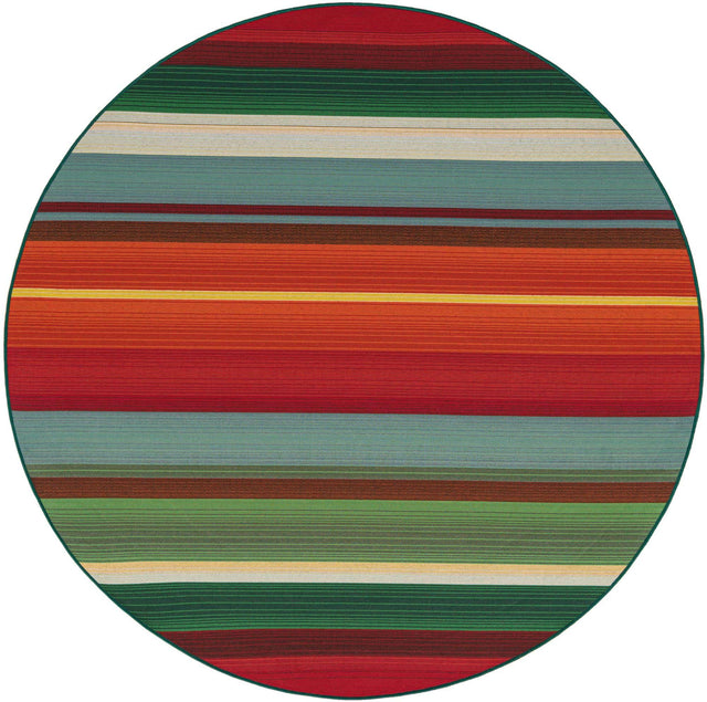 Multicolor 6' 1 x 6' 1 Outdoor Modern Round Area Rug Weather Resistant for Patio, Deck, Terrace, Balcony, Porch 100% Polypropylene Modern Outside Carpet for Sale at Rug Engine