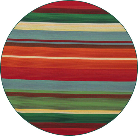 Multicolor 7' 1 x 7' 1 Outdoor Modern Round Area Rug Weather Resistant for Patio, Deck, Terrace, Balcony, Porch 100% Polypropylene Modern Outside Carpet for Sale at Rug Engine
