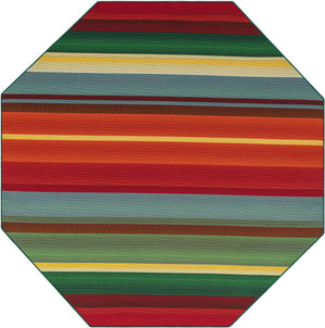 Multicolor 7' 10 x 7' 10 Outdoor Modern Octagon Area Rug Weather Resistant for Patio, Deck, Terrace, Balcony, Porch 100% Polypropylene Modern Outside Carpet for Sale at Rug Engine