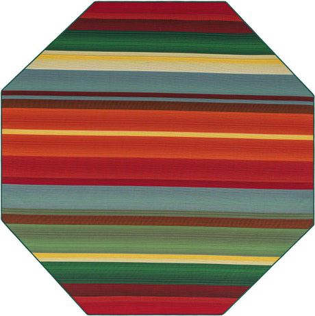 Multicolor 7' 10 x 7' 10 Outdoor Modern Octagon Area Rug Weather Resistant for Patio, Deck, Terrace, Balcony, Porch 100% Polypropylene Modern Outside Carpet for Sale at Rug Engine
