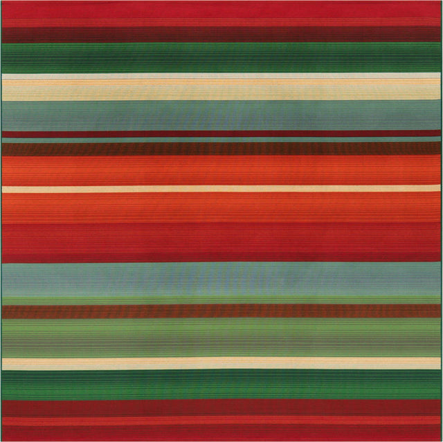 Multicolor 7' 10 x 7' 10 Outdoor Modern Square Area Rug Weather Resistant for Patio, Deck, Terrace, Balcony, Porch 100% Polypropylene Modern Outside Carpet for Sale at Rug Engine