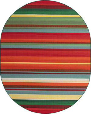 Multicolor 7' 10 x 10' Outdoor Modern Oval Area Rug Weather Resistant for Patio, Deck, Terrace, Balcony, Porch 100% Polypropylene Modern Outside Carpet for Sale at Rug Engine