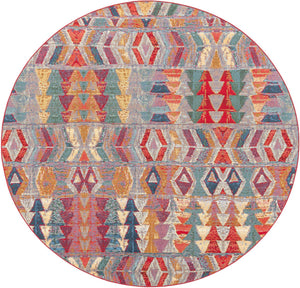 Multicolor 10' x 10' Outdoor Modern Round Area Rug Weather Resistant for Patio, Deck, Terrace, Balcony, Porch 100% Polypropylene Modern Outside Carpet for Sale at Rug Engine