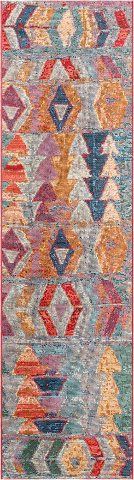 Multicolor 2' 7 x 10' Outdoor Modern Runner Area Rug Weather Resistant for Patio, Deck, Terrace, Balcony, Porch 100% Polypropylene Modern Outside Carpet for Sale at Rug Engine