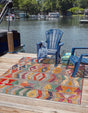 Multicolor 6' x 6' Outdoor Modern Square Area Rug Weather Resistant for Patio, Deck, Terrace, Balcony, Porch 100% Polypropylene Modern Outside Carpet for Sale at Rug Engine
