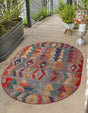 Multicolor 4' 1 x 6' 1 Outdoor Modern Oval Area Rug Weather Resistant for Patio, Deck, Terrace, Balcony, Porch 100% Polypropylene Modern Outside Carpet for Sale at Rug Engine