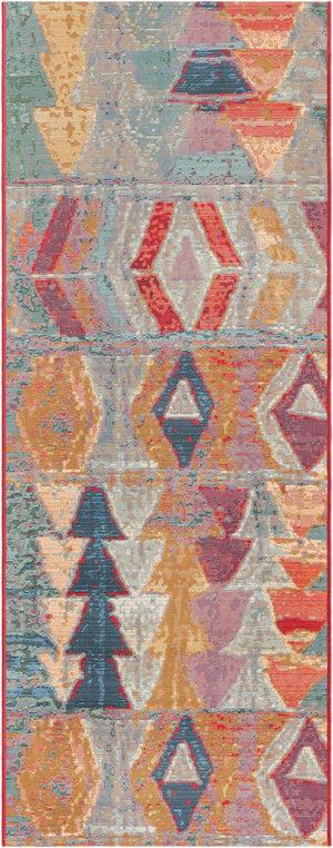 Multicolor 2' 7 x 7' 1 Outdoor Modern Runner Area Rug Weather Resistant for Patio, Deck, Terrace, Balcony, Porch 100% Polypropylene Modern Outside Carpet for Sale at Rug Engine