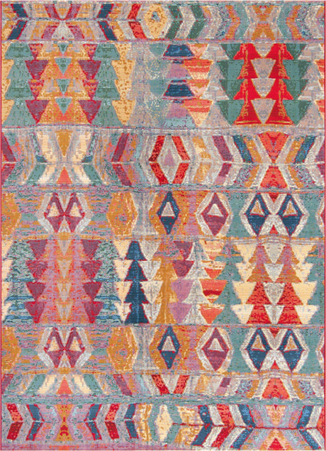 Multicolor 7' 1 x 10' Outdoor Modern Rectangle Rug