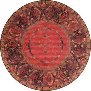 Multicolor 10' x 10' Outdoor Tribal Round Area Rug Weather Resistant for Patio, Deck, Terrace, Balcony, Porch Traditional Design Water Safe Outside Carpet for Sale at Rug Engine