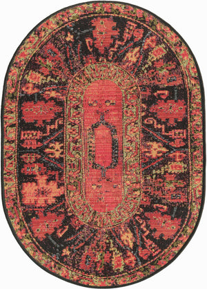 Multicolor 2' 2 x 3' 1 Outdoor Tribal Oval Area Rug Weather Resistant for Patio, Deck, Terrace, Balcony, Porch Traditional Design Water Safe Outside Carpet for Sale at Rug Engine