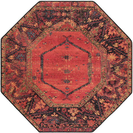Multicolor 4' 1 x 4' 1 Outdoor Tribal Octagon Area Rug Weather Resistant for Patio, Deck, Terrace, Balcony, Porch Traditional Design Water Safe Outside Carpet for Sale at Rug Engine