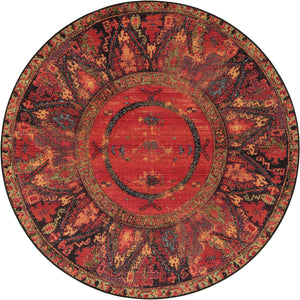 Multicolor 5' 1 x 5' 1 Outdoor Tribal Round Rug