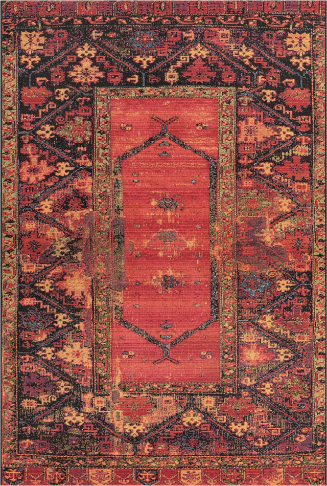 Multicolor 6' 1 x 9' Outdoor Tribal Rectangle Area Rug Weather Resistant for Patio, Deck, Terrace, Balcony, Porch Traditional Design Water Safe Outside Carpet for Sale at Rug Engine