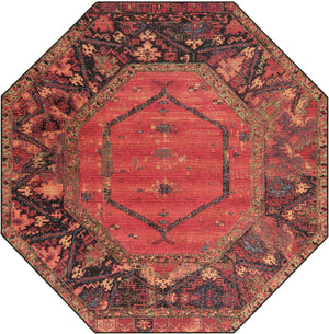 Multicolor 7' 10 x 7' 10 Outdoor Tribal Octagon Area Rug Weather Resistant for Patio, Deck, Terrace, Balcony, Porch Traditional Design Water Safe Outside Carpet for Sale at Rug Engine