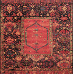 Multicolor 7' 10 x 7' 10 Outdoor Tribal Square Area Rug Weather Resistant for Patio, Deck, Terrace, Balcony, Porch Traditional Design Water Safe Outside Carpet for Sale at Rug Engine