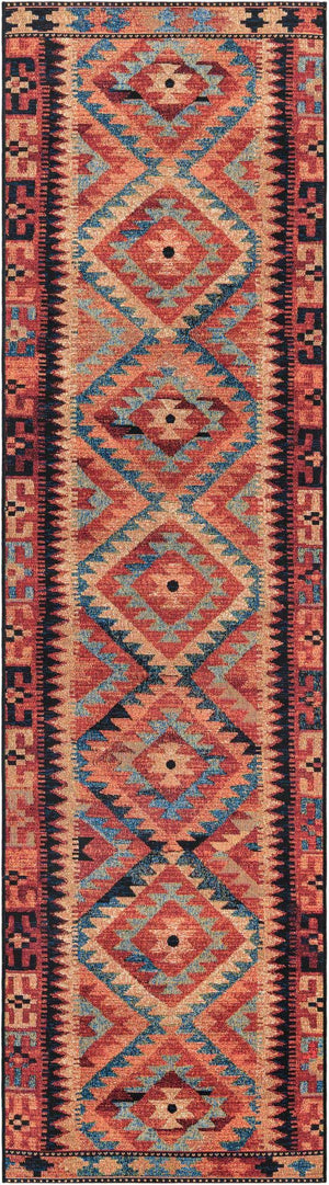 Multicolor 2' 7 x 10' Outdoor Tribal Runner Area Rug Weather Resistant for Patio, Deck, Terrace, Balcony, Porch Traditional Design Water Safe Outside Carpet for Sale at Rug Engine
