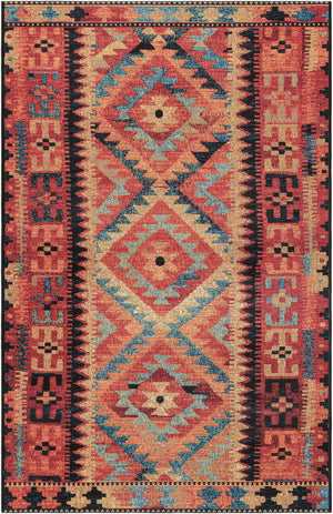 Multicolor 3' 3 x 5' 3 Outdoor Tribal Rectangle Area Rug Weather Resistant for Patio, Deck, Terrace, Balcony, Porch Traditional Design Water Safe Outside Carpet for Sale at Rug Engine