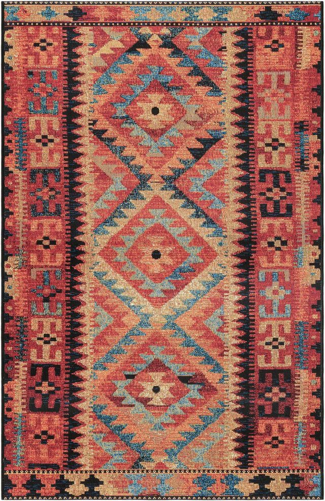Multicolor 3' 3 x 5' 3 Outdoor Tribal Rectangle Area Rug Weather Resistant for Patio, Deck, Terrace, Balcony, Porch Traditional Design Water Safe Outside Carpet for Sale at Rug Engine