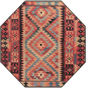 Multicolor 5' 3 x 5' 3 Outdoor Tribal Octagon Rug